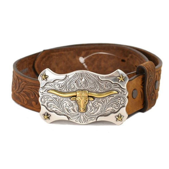 Tony Lama Kids Black Longhorn Belt with Buckle main image 1
